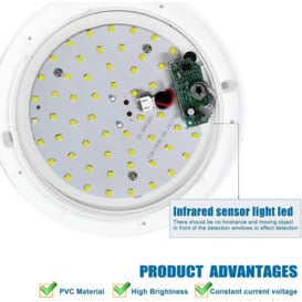 12W LED Infrared Sensor Ceiling Light, 960 Lumen, Daylight 6500K - thumbnail 2