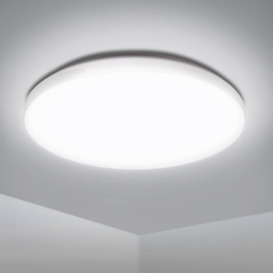 12W Bathroom LED Round Surface Mount Ceiling Light, IP54 28cm (Dia), 6500K, White