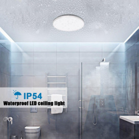 18W Bathroom LED round Surface Mount Integrated Ceiling Light Flush Light Cold White, Waterproof, IP54, 33cm (Dia) - thumbnail 2