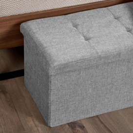 Folding Ottoman Storage Box Fabric Ottoman Chest and Footstool - Ideal for Toy Box, Bed End, Shoe Bench, Hallway, Seating (Grey, Large 120 Litres Capacity) - thumbnail 3