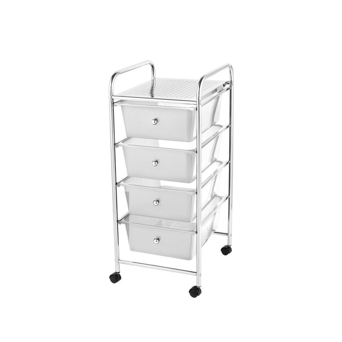 Storage Trolley On Wheels, 4 Drawer Storage Unit For Salon, Beauty Make Up, Home Office Organiser - image 1