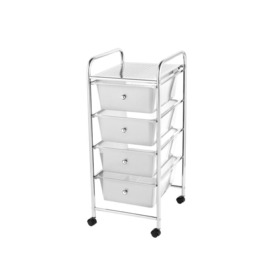 Storage Trolley On Wheels, 4 Drawer Storage Unit For Salon, Beauty Make Up, Home Office Organiser