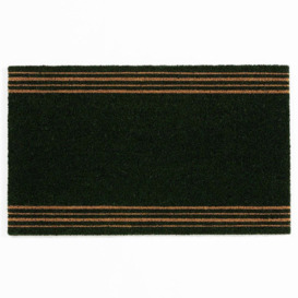 Astley Printed Latex Backed Coir Printed Black 4 Stripes Doormat