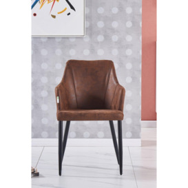 Single' Zarah Leather Dining Chairs' Upholstered Dining Armchair - thumbnail 3