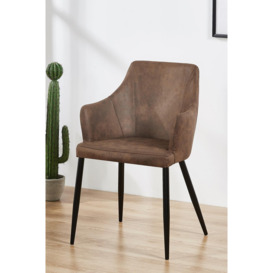 Single' Zarah Leather Dining Chairs' Upholstered Dining Armchair - thumbnail 2