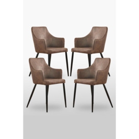 Set of 4 'Zarah Leather Dining Chairs' Upholstered Dining Armchair - thumbnail 1