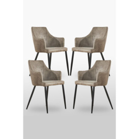 Set of 4 'Zarah Leather Dining Chairs' Upholstered Dining Armchair