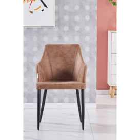 Set of 4 'Zarah Leather Dining Chairs' Upholstered Dining Armchair - thumbnail 3