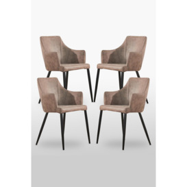 Set of 4 'Zarah Leather Dining Chairs' Upholstered Dining Armchair - thumbnail 1