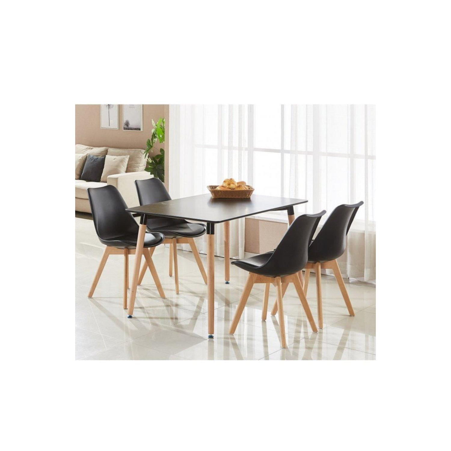 5PCs Dining Set - a Halo Dining Table & Set of 4 Lorenzo Tulip chairs with Padded Seat - image 1