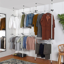 Wardrobe Triple Telescopic Organise Hanging Rail Clothes Rack Adjustable Storage
