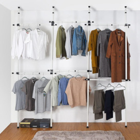 Wardrobe Triple Telescopic Organise Hanging Rail Clothes Rack Adjustable Storage - thumbnail 2