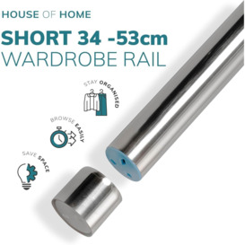 Extendable Wardrobe Pole 34-53CM Adjustable Rail Hanger Steel Heavy Duty Easy Assemble - thumbnail 3