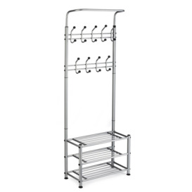Clothes Stand Hallway Multi Purpose 18 Hooks Jackets Hats Bags 2 Shelves For Shoes - thumbnail 3