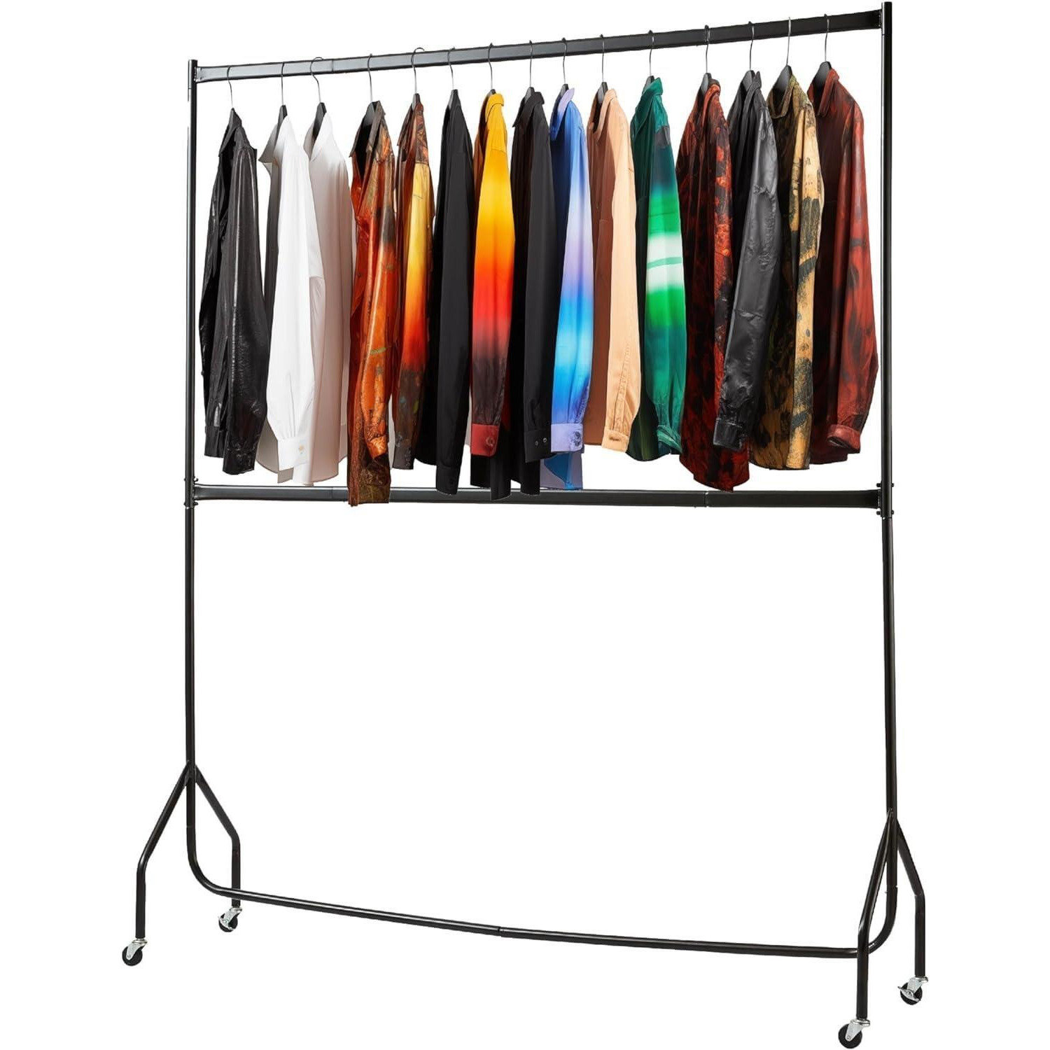 Clothes Rail Two Tier Heavy Duty Garment Hanging Rack In Black 4ft long x 7ft - image 1