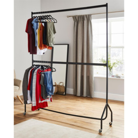 6ft long x 7ft Two Tier Heavy Duty Clothes Rail Garment Hanging Rack In Black - thumbnail 1