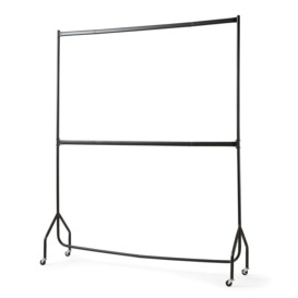 6ft long x 7ft Two Tier Heavy Duty Clothes Rail Garment Hanging Rack In Black - thumbnail 3