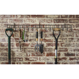Garden Tool Wall Mounted Storage Rack Hook Holder Extra Long Shed Tidy Rail - thumbnail 1