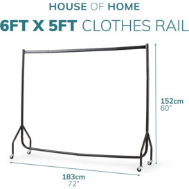 Clothes Rail Superior Heavy Duty Rack With Wheels 6FT Long x 5FT Tall - thumbnail 2