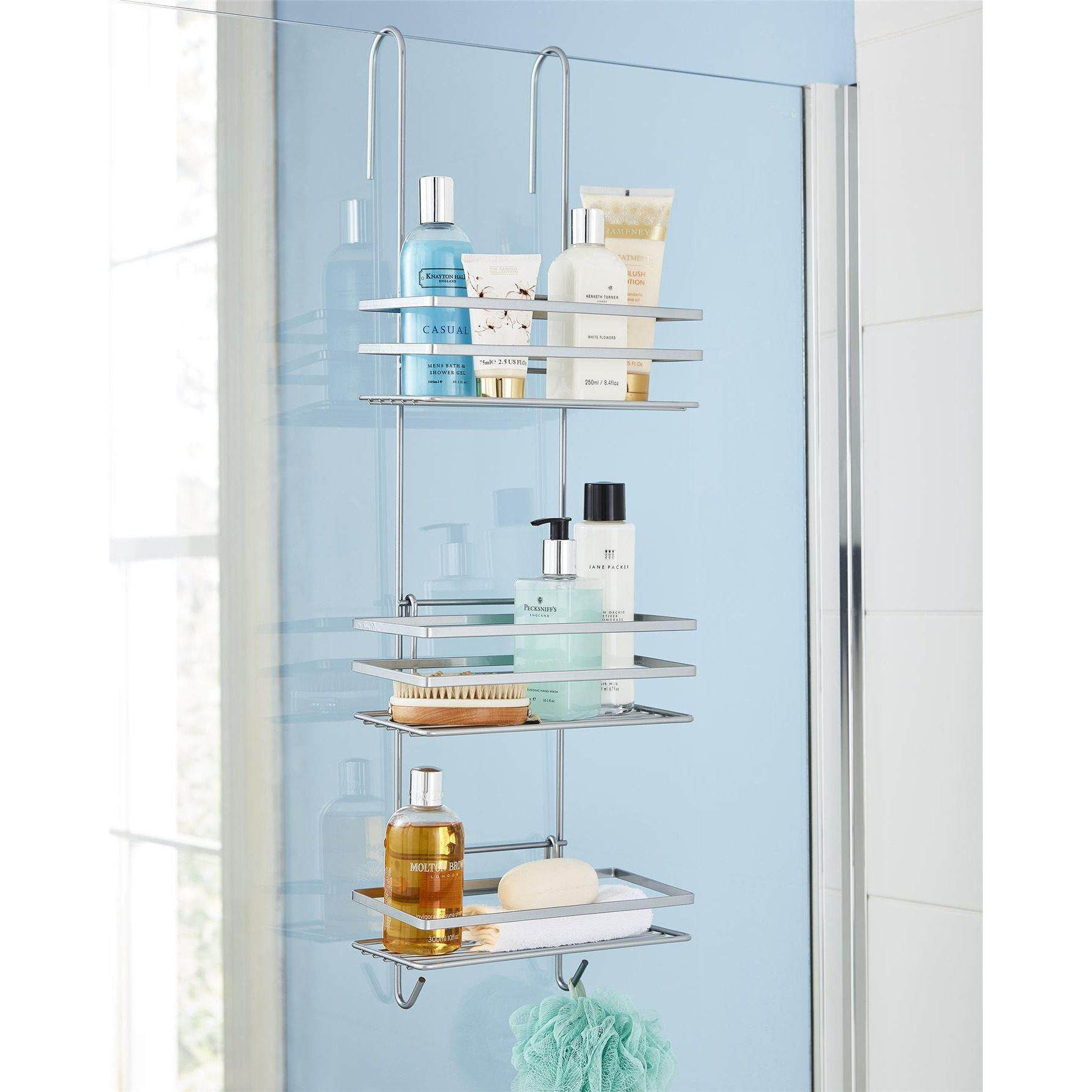 Shower Caddy 3 Tier Bathroom Storage Organiser Hanging Basket With Shelving Over The Door - image 1