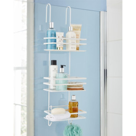 Shower Caddy 3 Tier Bathroom Over The Door Storage Organiser Hanging Basket With Shelving - thumbnail 1