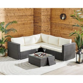Outdoor Rattan Garden Corner 5 Seater Sofa Set With Cushions & Ice Bucket Table - thumbnail 2