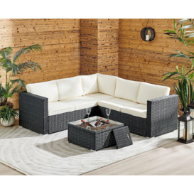 Outdoor Rattan Garden Corner 5 Seater Sofa Set With Cushions & Ice Bucket Table - thumbnail 3