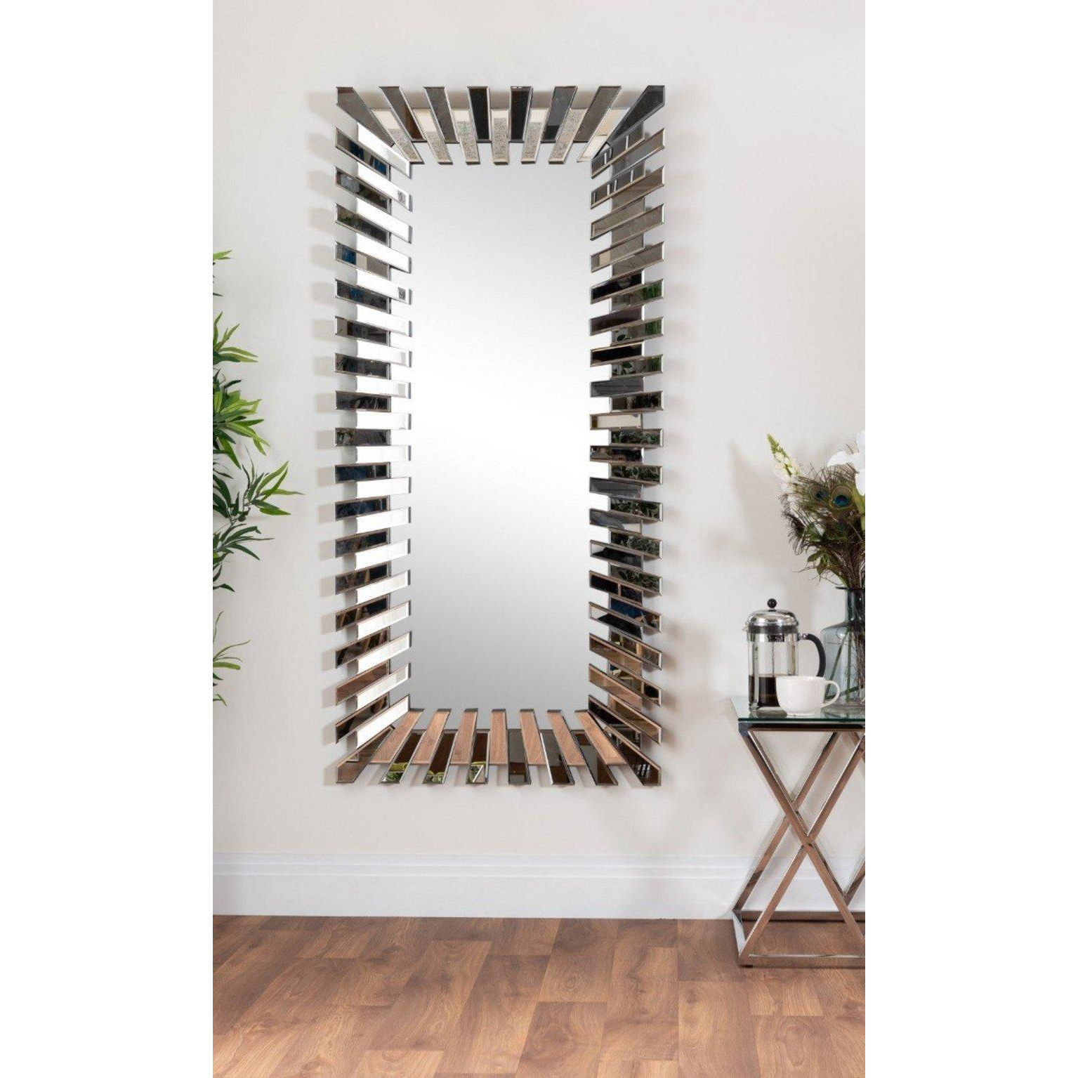 Starburst Large 170cm x 80cm 3D Silver Rectangular Sunburst Modern Hallway Bedroom Dining And Living Room Mirror - image 1