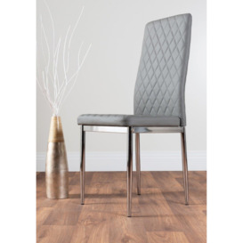 Set of 6 Milan High Back Soft Touch Diamond Pattern Faux Leather Dining Chairs With Silver Chrome Metal Legs - thumbnail 2