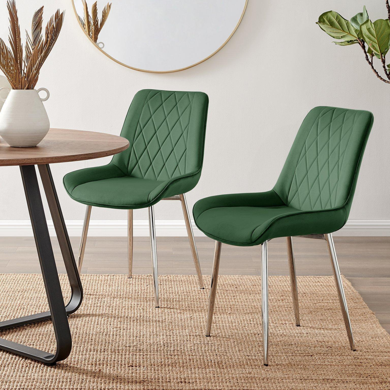 2x Pesaro Velvet Silver Leg Luxury Dining Chairs - image 1