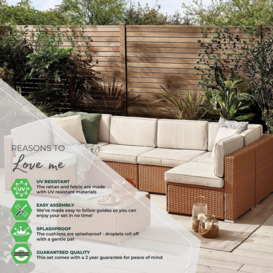 Orlando 6 Seat Modular Outdoor Garden Sofa - Rattan Garden Sofa with Thick Cushions - Garden Coffee Table - thumbnail 3