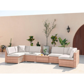 Orlando 6 Seat Modular Outdoor Garden Sofa - Rattan Garden Sofa with Thick Cushions - Garden Coffee Table - thumbnail 2
