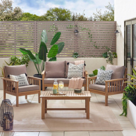 Vitur Solid Wood and Grey 4 Seat Outdoor Sofa Set - Garden - thumbnail 2