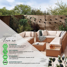 Orlando 10 Seat Modular Outdoor Garden Sofa - PE Rattan Garden Sofa with Cushions - Two Garden Coffee Table - thumbnail 2