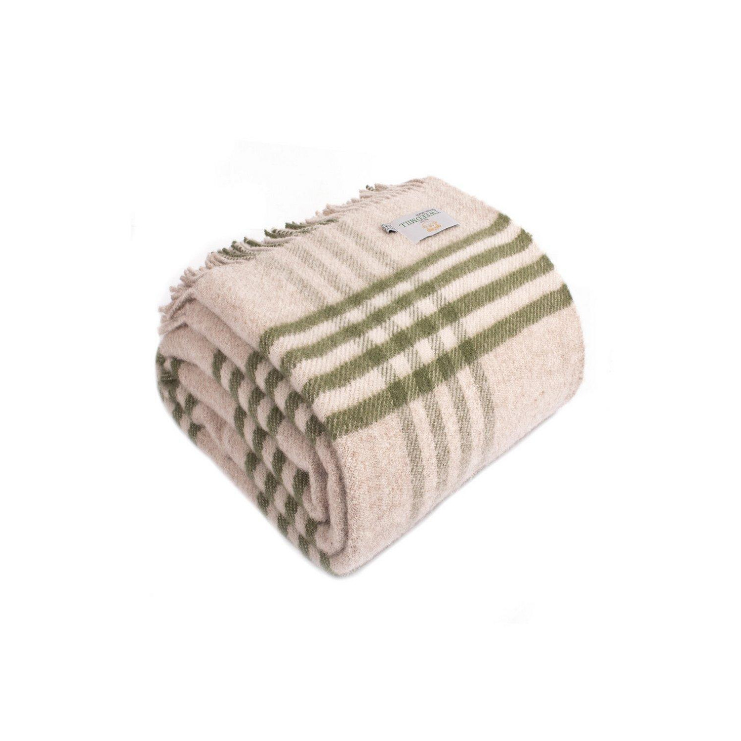 100% Pure New Wool Hex Check Throw Blanket Made in Wales - image 1