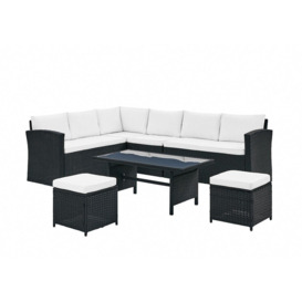 Kos Rattan Corner Group Garden Furniture Set Outdoor Coffee Table Sofa Stool - thumbnail 2
