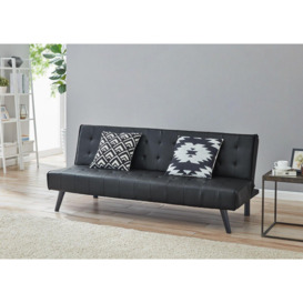 Dawson L-Shaped Faux Leather Sofa Bed With Tufted Detail and Chaise Section and Black Legs - thumbnail 2