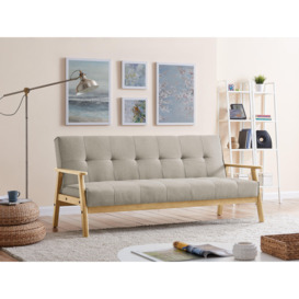 Langford Fabric Sofa Bed Scandinavian Style with Wooden Armrests and Legs