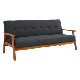 Langford Fabric Sofa Bed Scandinavian Style with Wooden Armrests and Legs - thumbnail 2