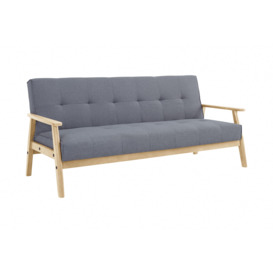 Langford Fabric Sofa Bed Scandinavian Style with Wooden Armrests and Legs - thumbnail 2