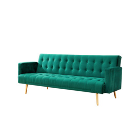 Windsor Velvet Sofa Bed with Metal Gold Legs - thumbnail 2