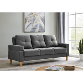 Victoria Fabric Sofa Bed With Tufted Detail Removable Armrests and Wooden Legs