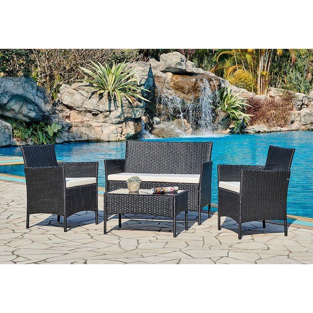 Newport Rattan Garden 4pc Furniture Set With Cover - image 1