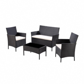 Newport Rattan Garden 4pc Furniture Set With Cover - thumbnail 2