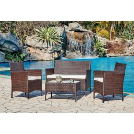Newport Rattan Garden 4pc Furniture Set With Cover - thumbnail 1