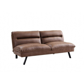 Edmonton Air Leather Sofa Bed With Padded Cushions and Black Legs
