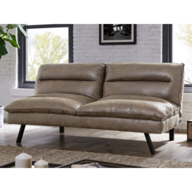 Edmonton Air Leather Sofa Bed With Padded Cushions and Black Legs