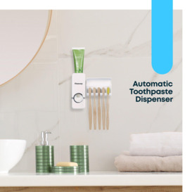 Wall-Mounted Automatic Toothpaste Dispenser - 5-Toothbrush Holder Stand - thumbnail 2