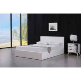 Ottoman Storage Bed white 3ft single leather and 1 spring mattress bedroom furniture