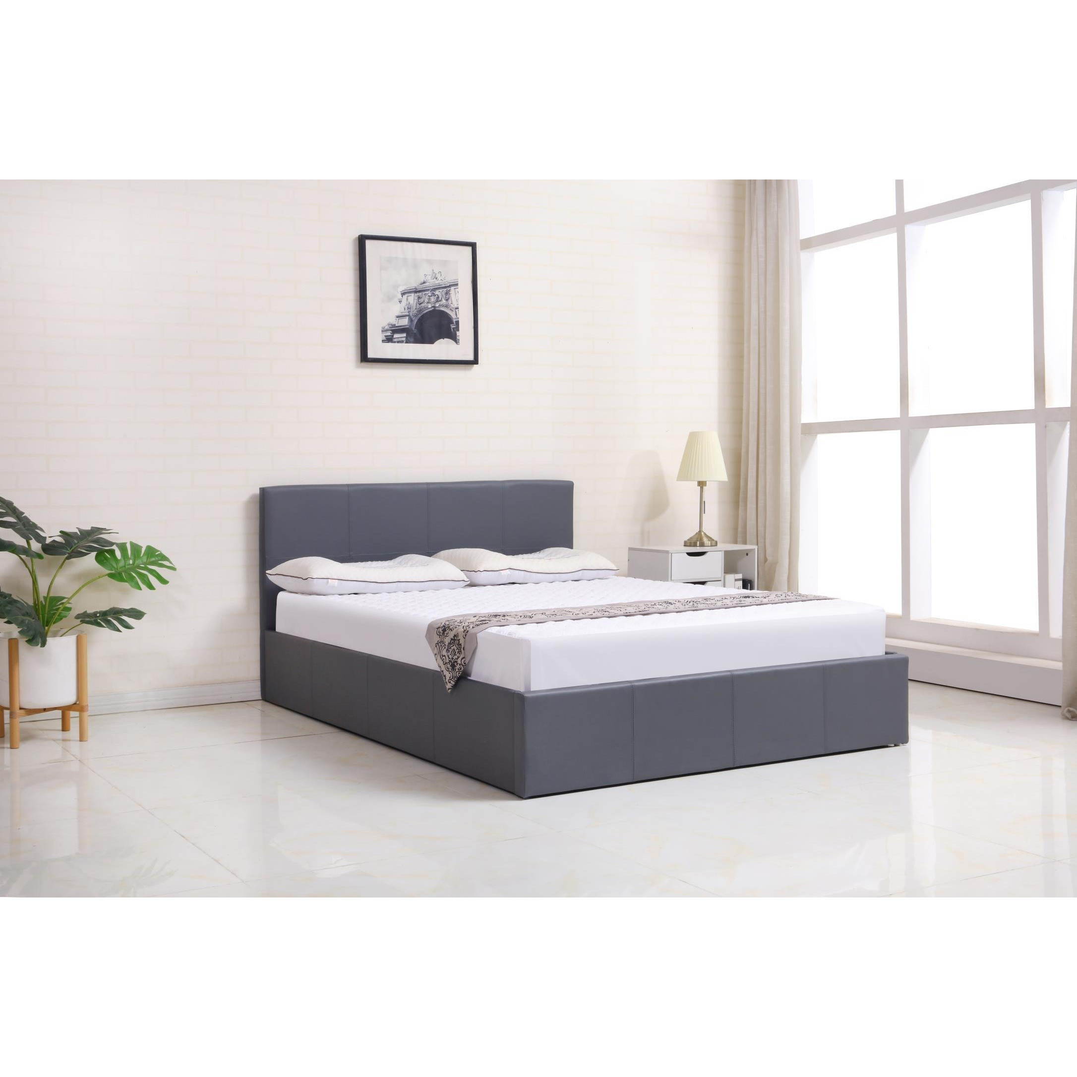 Ottoman Storage Leather Bed Side Lift 4FT6 Double Bed - image 1